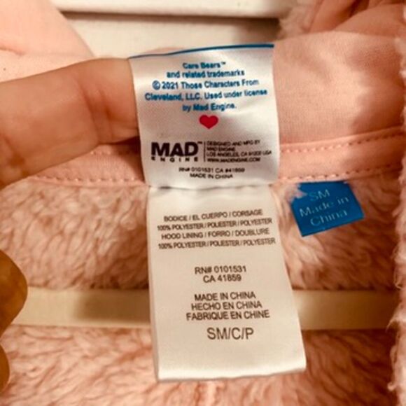 Care Bears Adult One Piece Fleece Romper Sz S Cozy Short Loungewear Pink Onesie - Picture 6 of 8